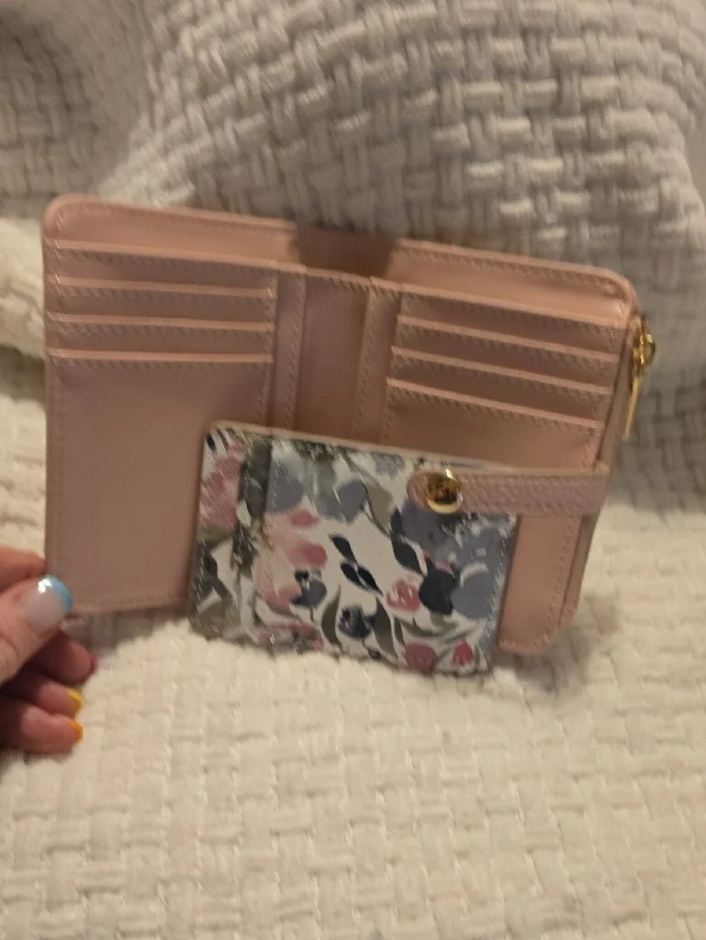 Nanette Lepore Blush Pink Pebbled Leather Zip Wallet